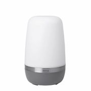 LED Outdoor Leuchte -SPIRIT- W, zylindrische Form, weiße obere Hälfte, graue untere Basis, Frontalansicht