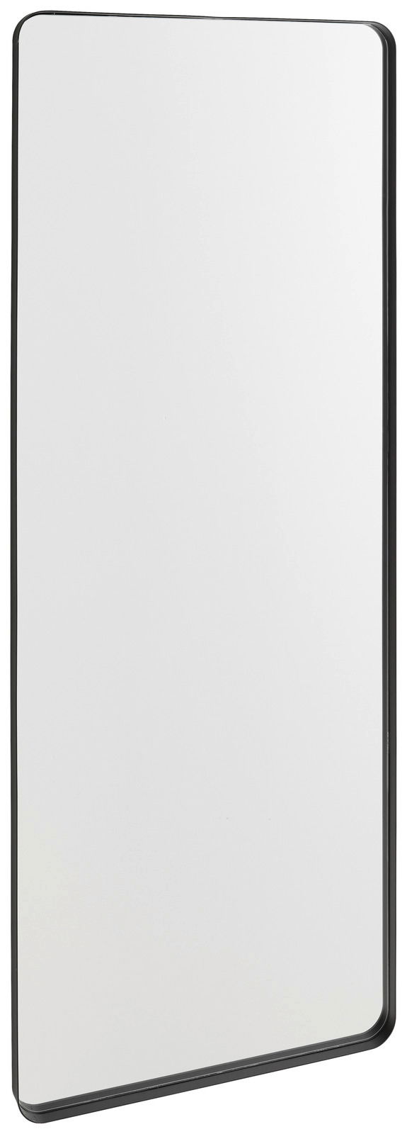 Rechteckiger Spiegel mit schwarzem Rahmen, ca. 60x160 cm, seitliche Perspektive