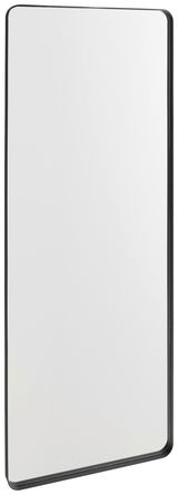 Rechteckiger Spiegel mit schwarzem Rahmen, ca. 60x160 cm, seitliche Perspektive
