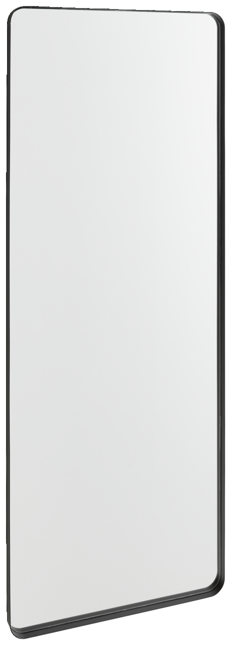 Rechteckiger Spiegel mit schwarzem Rahmen, ca. 60x160 cm, seitliche Perspektive