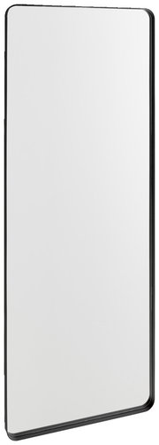 Rechteckiger Spiegel mit schwarzem Rahmen, ca. 60x160 cm, seitliche Perspektive
