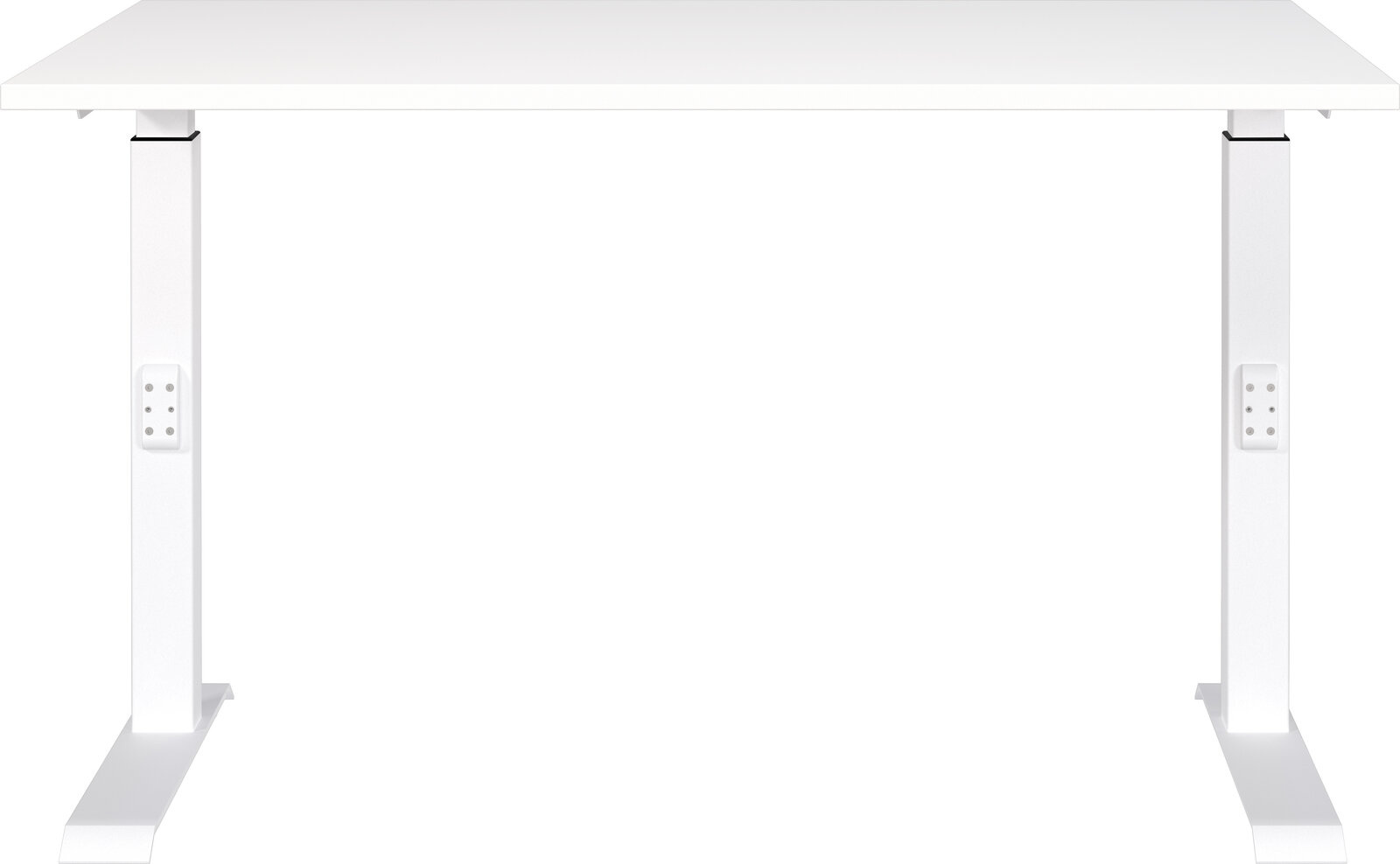Höhenverstellbarer Schreibtisch in Weiß, Vorderansicht