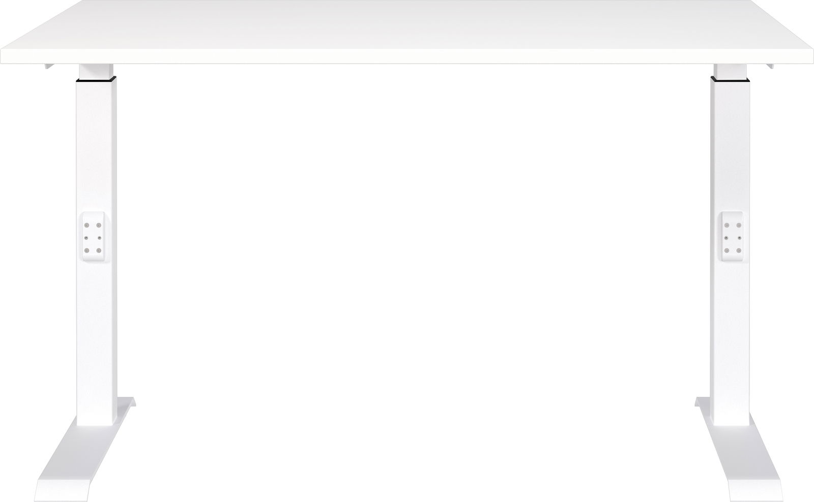 Höhenverstellbarer Schreibtisch in Weiß, Vorderansicht