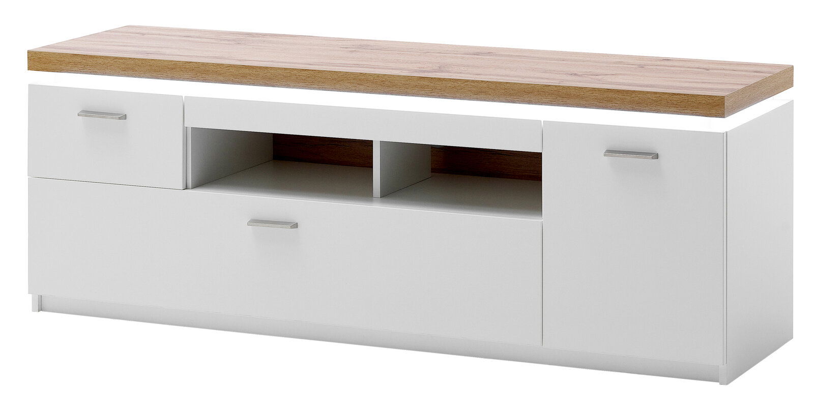 XORA TV-Element CALI TV-Element in Weiß mit Holzoberfläche, Frontansicht