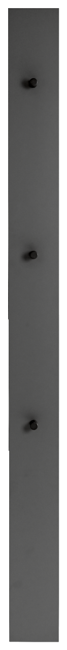 Schwarze Paneel-Leiste mit drei Haken, frontal betrachtet