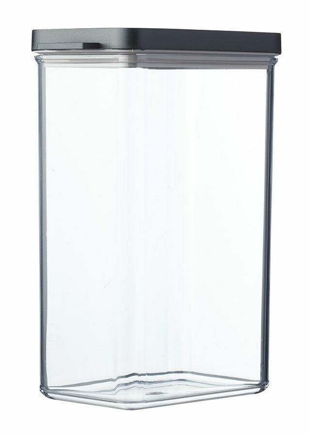 Rechteckige Vorratsdose Omnia mit schwarzem Deckel, frontal fotografiert