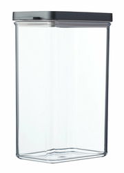 Rechteckige Vorratsdose Omnia mit schwarzem Deckel, frontal fotografiert