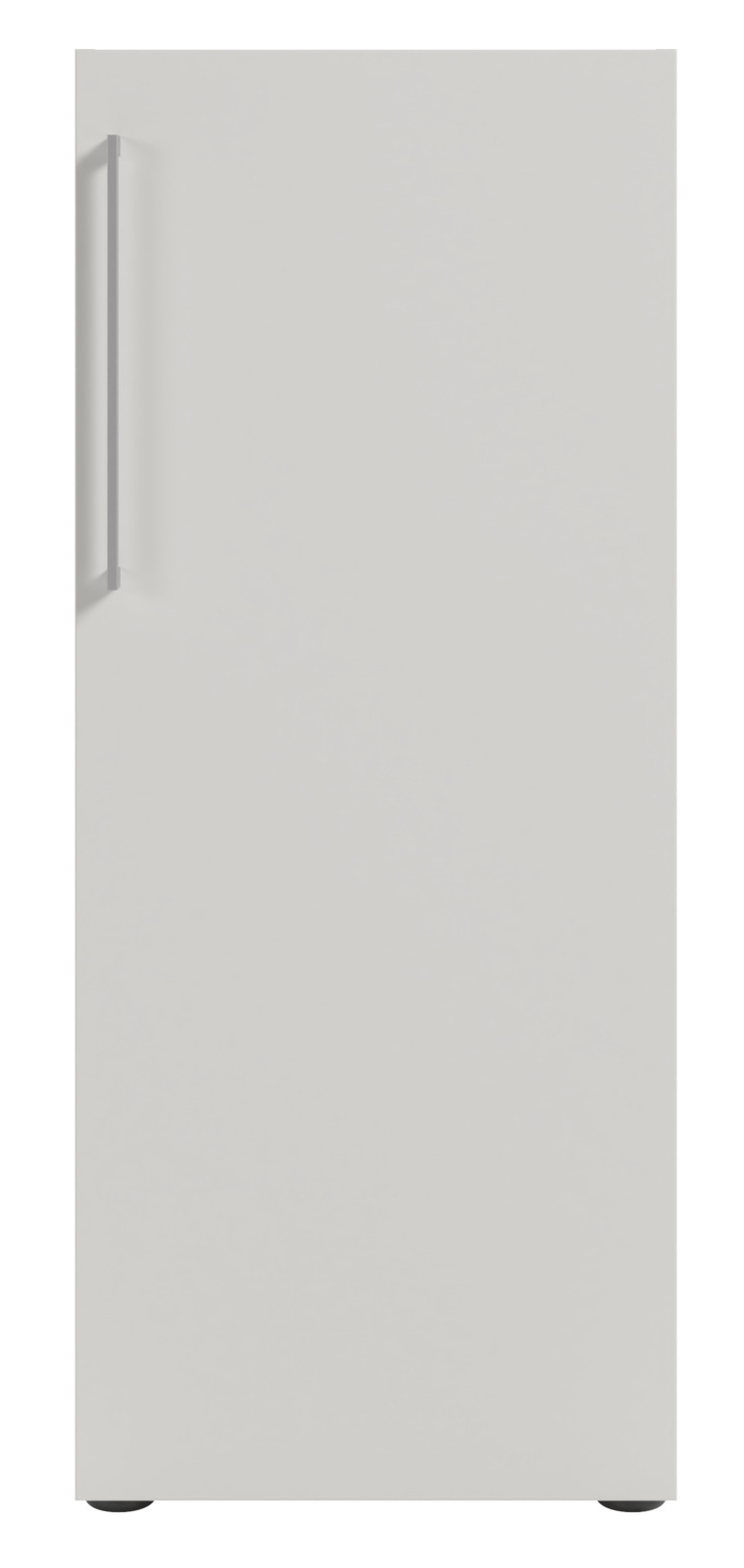 Aktenschrank mit Rechtsanschlag, Frontansicht, schlichtes Design mit vertikalem Griff auf der linken Seite.