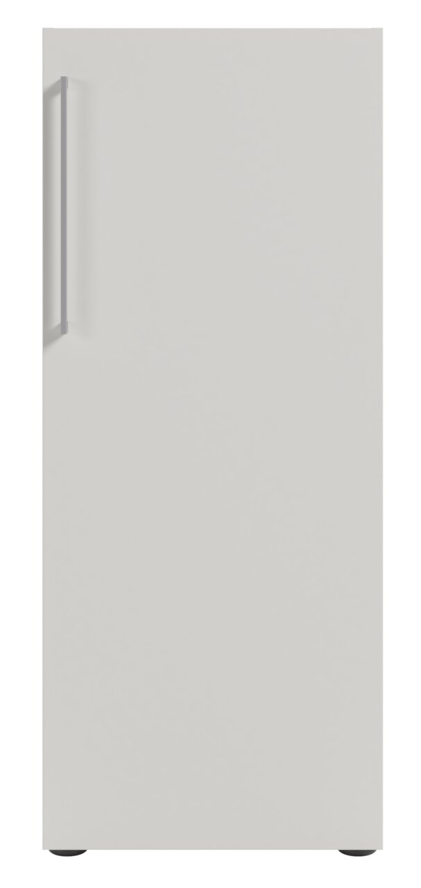 Aktenschrank mit Rechtsanschlag, Frontansicht, schlichtes Design mit vertikalem Griff auf der linken Seite.