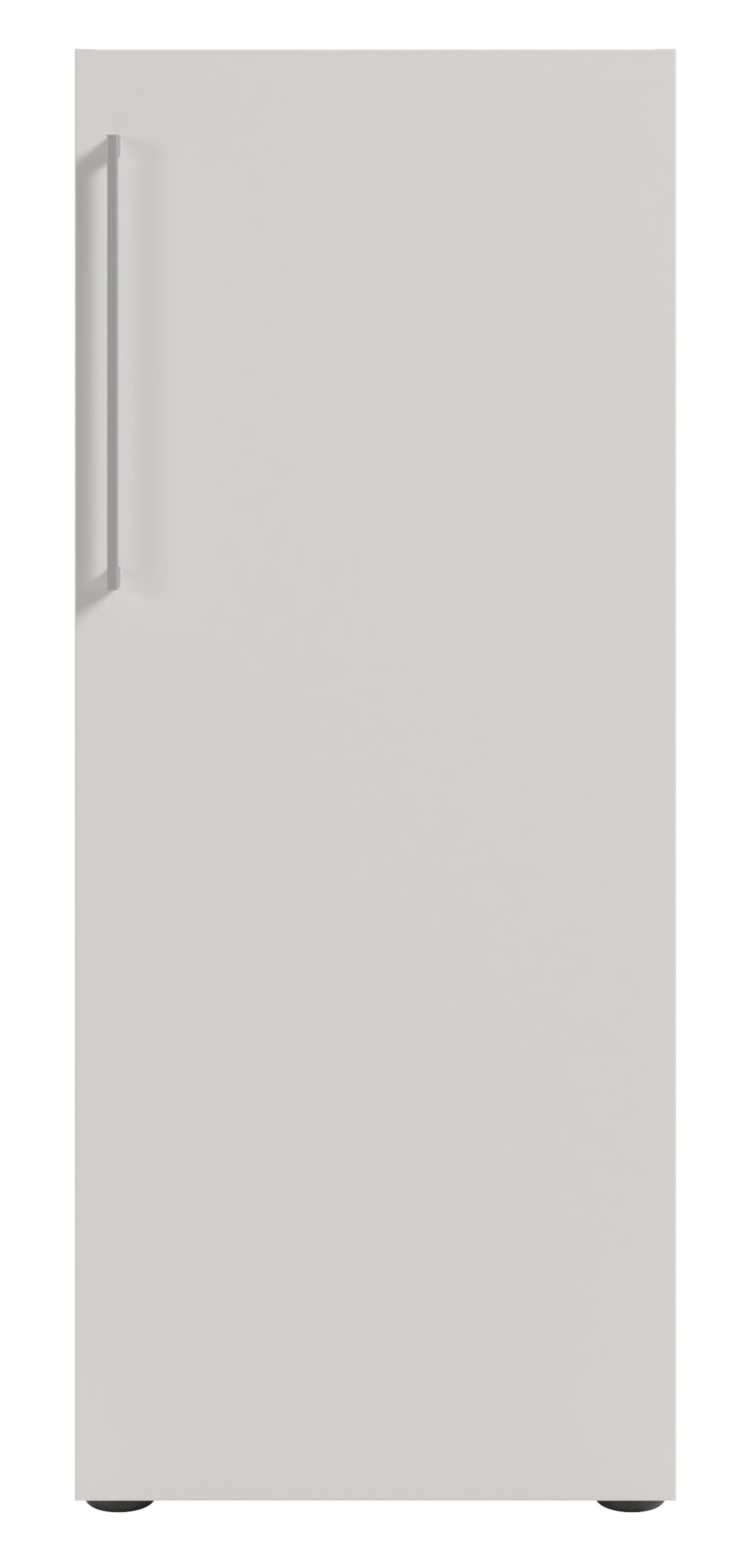 Aktenschrank mit Rechtsanschlag, Frontansicht, schlichtes Design mit vertikalem Griff auf der linken Seite.