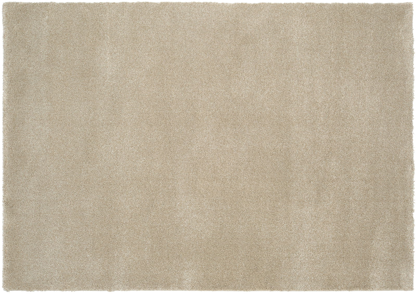 Beige Uni-Teppich in Draufsicht