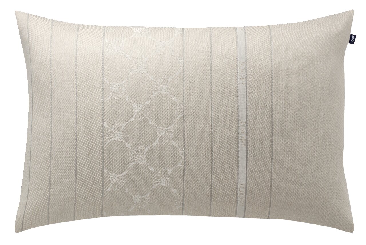 JOOP! Zierkissenhülle J!BLEND Beige Zierkissenhülle mit dezentem Muster und vertikalen Streifen, Vorderansicht