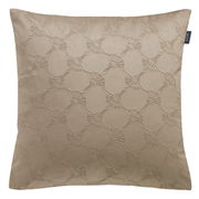 Zierkissenhülle 45x45 cm in beige mit elegantem, gesticktem Muster, Vorderansicht