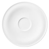 Weiße Kombi-Untertasse Beat mit einem Durchmesser von 16,5 cm, von oben betrachtet, mit konzentrischen Kreisen als Design.