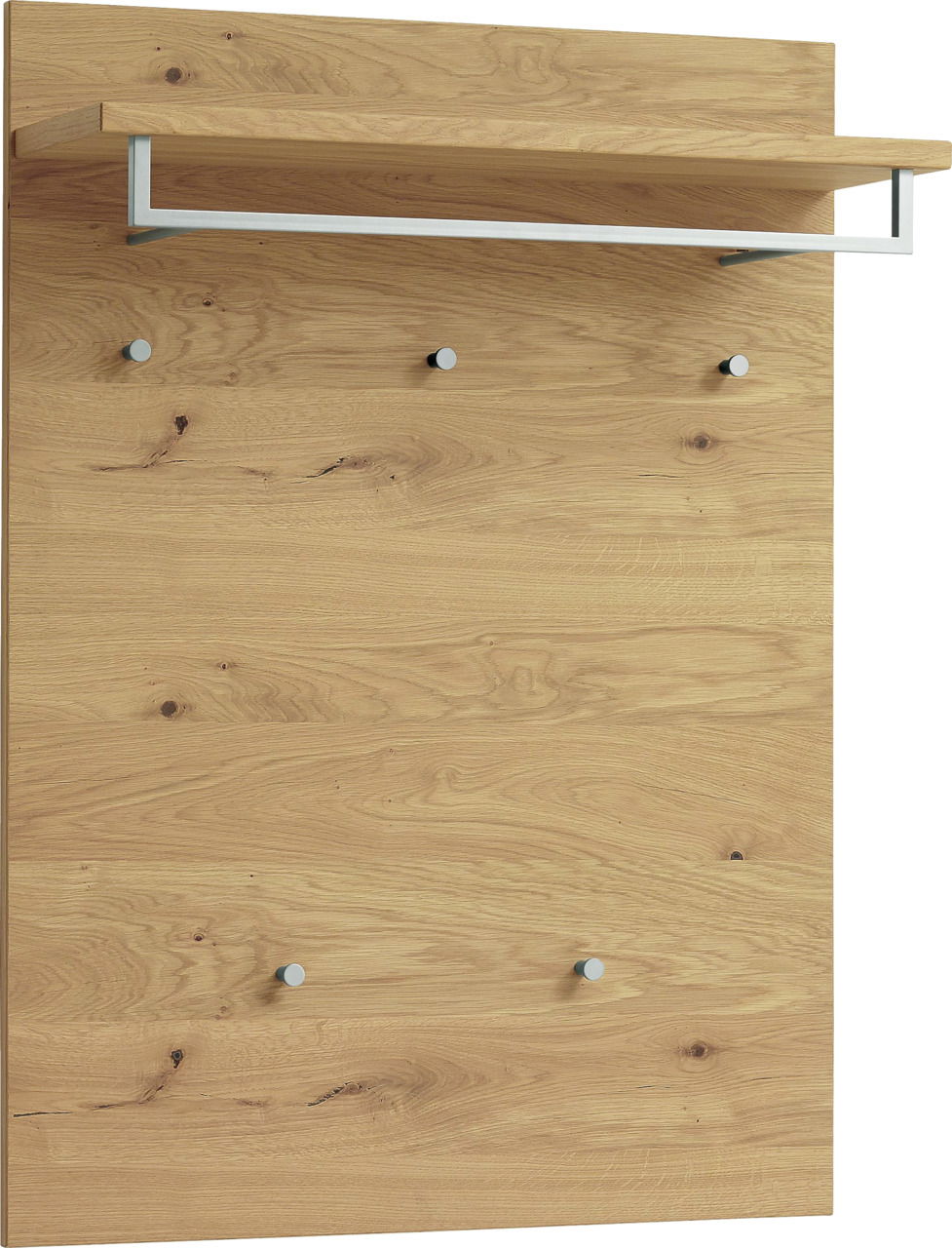 VOSS Garderobenpaneel VEDO Garderobenpaneel aus Holz mit fünf Haken und einer Ablage, frontal betrachtet.