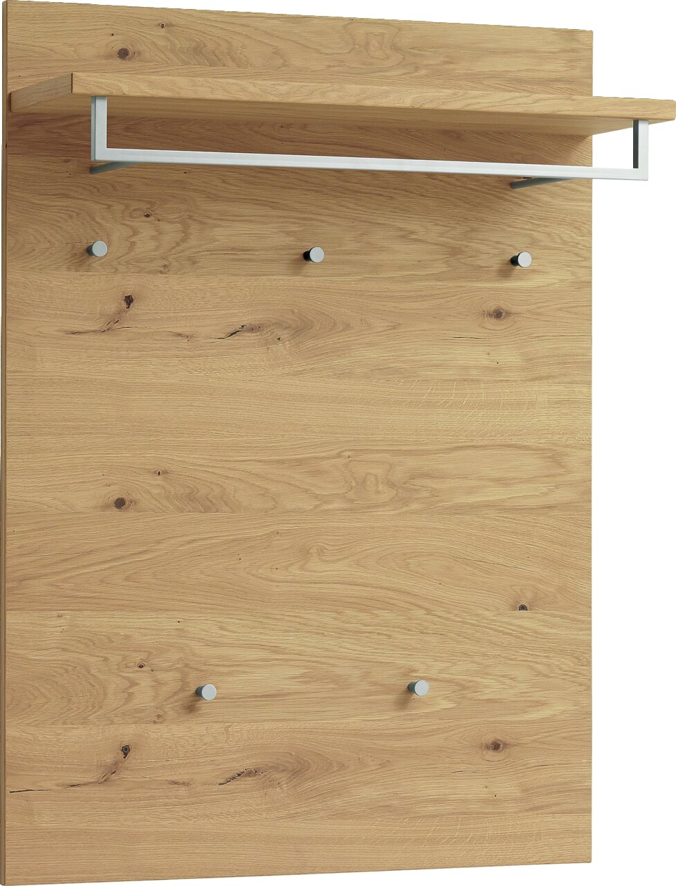 VOSS Garderobenpaneel VEDO Garderobenpaneel aus Holz mit fünf Haken und einer Ablage, frontal betrachtet.