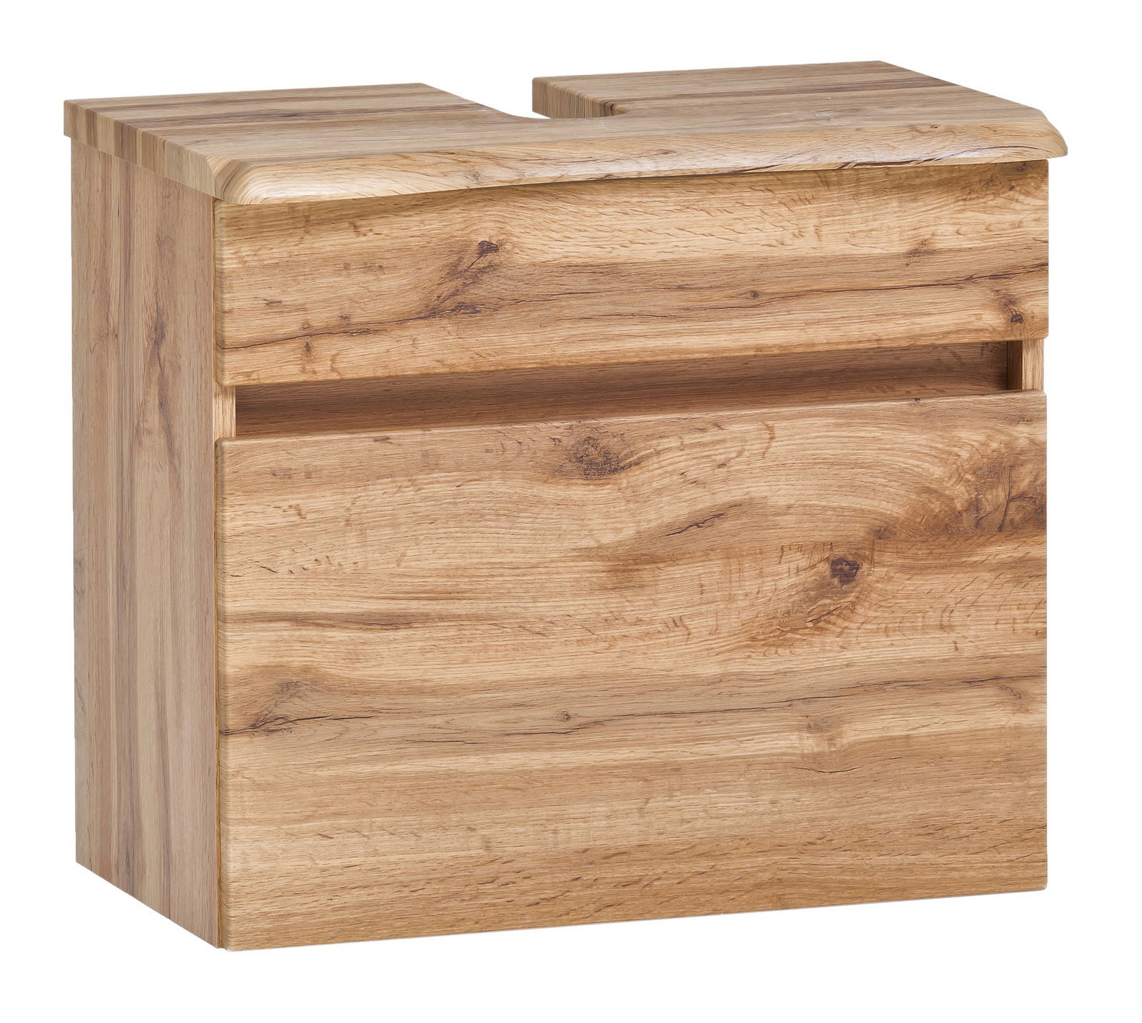 XORA Waschbeckenunterschrank VILLACH Waschbeckenunterschrank aus Holz in Eichenoptik, frontale Perspektive