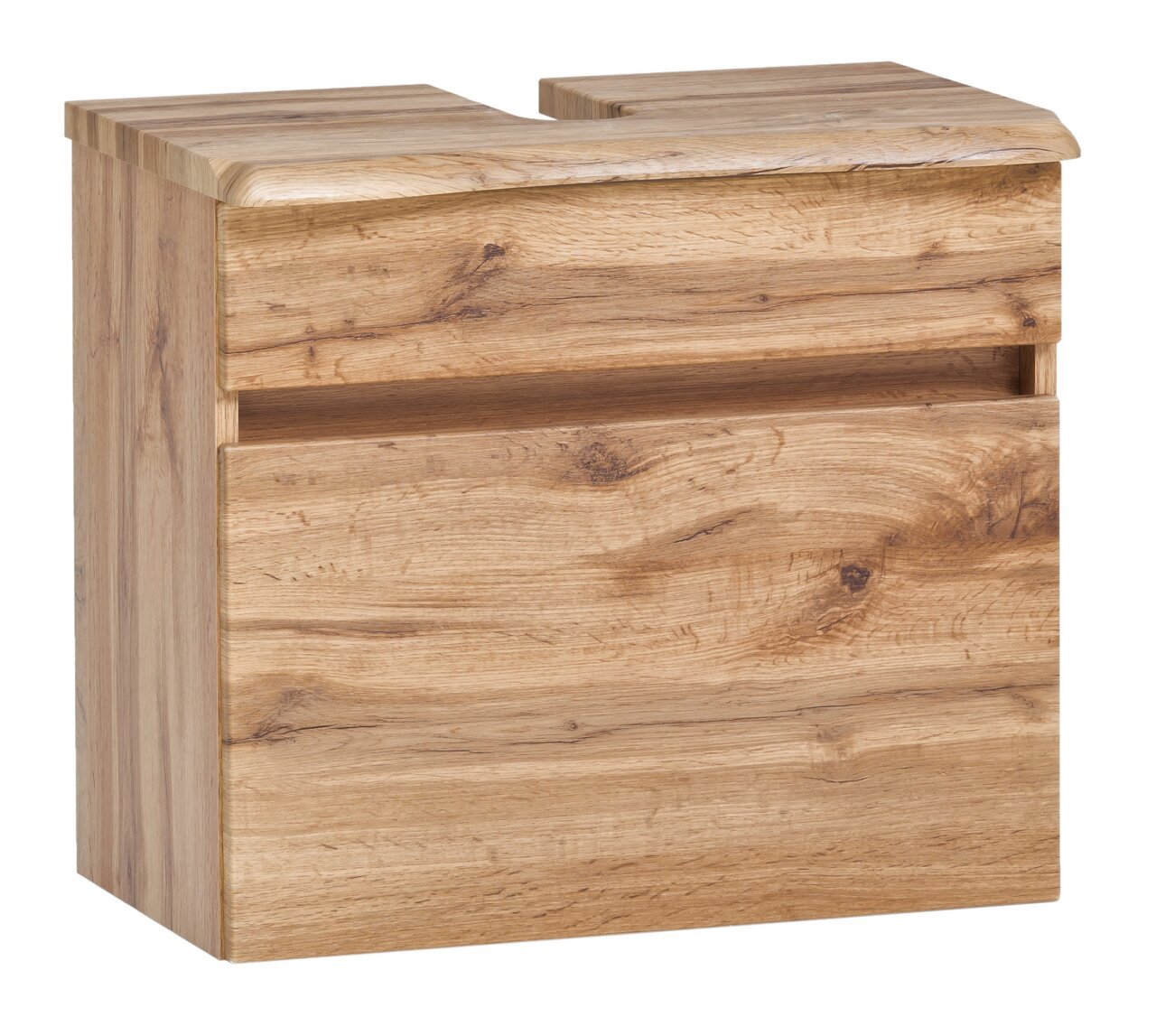 XORA Waschbeckenunterschrank VILLACH Waschbeckenunterschrank aus Holz in Eichenoptik, frontale Perspektive