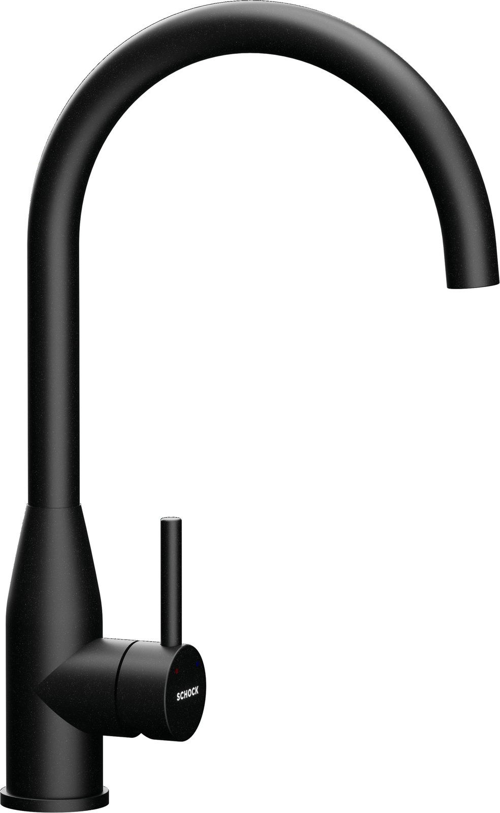 Zurbrüggen Einhebelmischer KAVUS Schwarzer Einhebelmischer mit gebogenem Auslauf, seitliche Ansicht