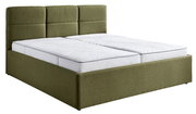 Grünes Polsterbett 180x200 mit hohem Kopfteil, seitliche Perspektive