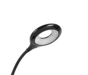 Zwarte LED-klemlamp met flexibele arm, zijaanzicht