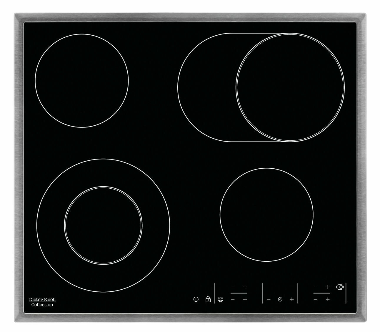 Glaskeramikkochfeld mit vier Kochzonen, Draufsicht