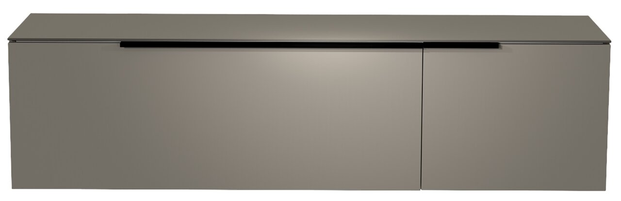 Moderano Hänge-Lowboard BORMIO Frontansicht eines modernen, hängenden Lowboards der Serie BORMIO in grauer Farbe mit glatter Oberfläche und minimalistischen Linien.