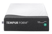 Viscomatratze 80x200 medium von vorne mit grauem und weißem Design, Markenname TEMPUR FORM sichtbar.
