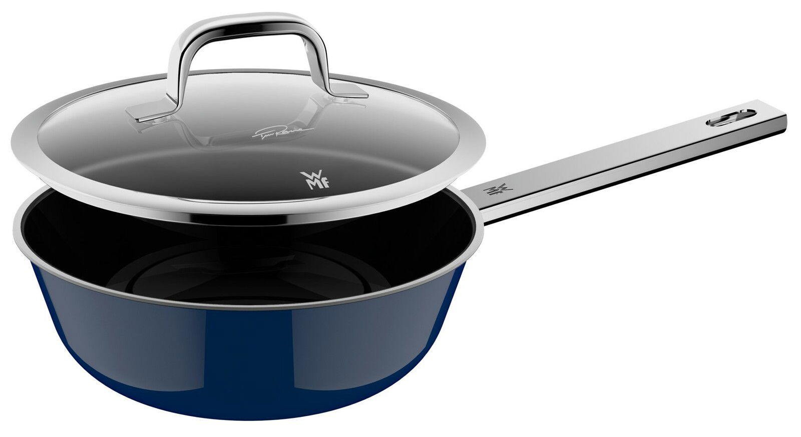 WMF Sauteuse mit Deckel FUSIONTEC MINERAL PRO Sauteuse mit Deckel, 22 cm, aus Edelstahl, seitliche Perspektive