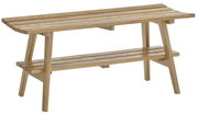 Garderobenbank aus Holz mit zwei Ebenen, seitliche Perspektive