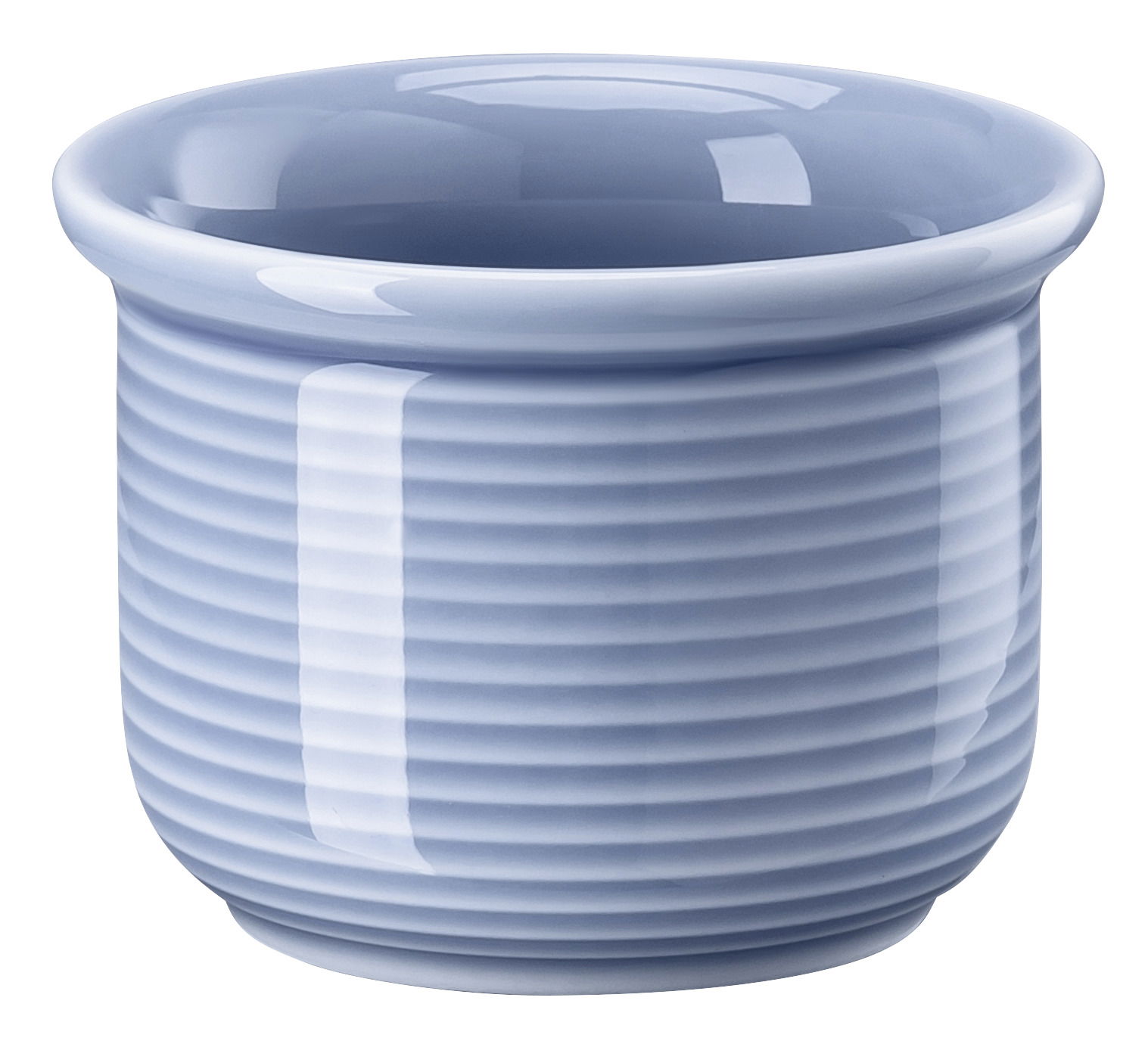 Thomas Eierbecher TREND COLOUR Blauer, gerippter Eierbecher aus Keramik in Frontalansicht