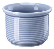 Blauer, gerippter Eierbecher aus Keramik in Frontalansicht