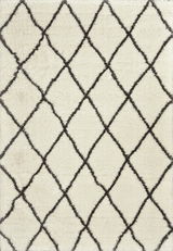 Teppich Flocki Morrocan in Creme mit schwarzem Rautenmuster, Draufsicht