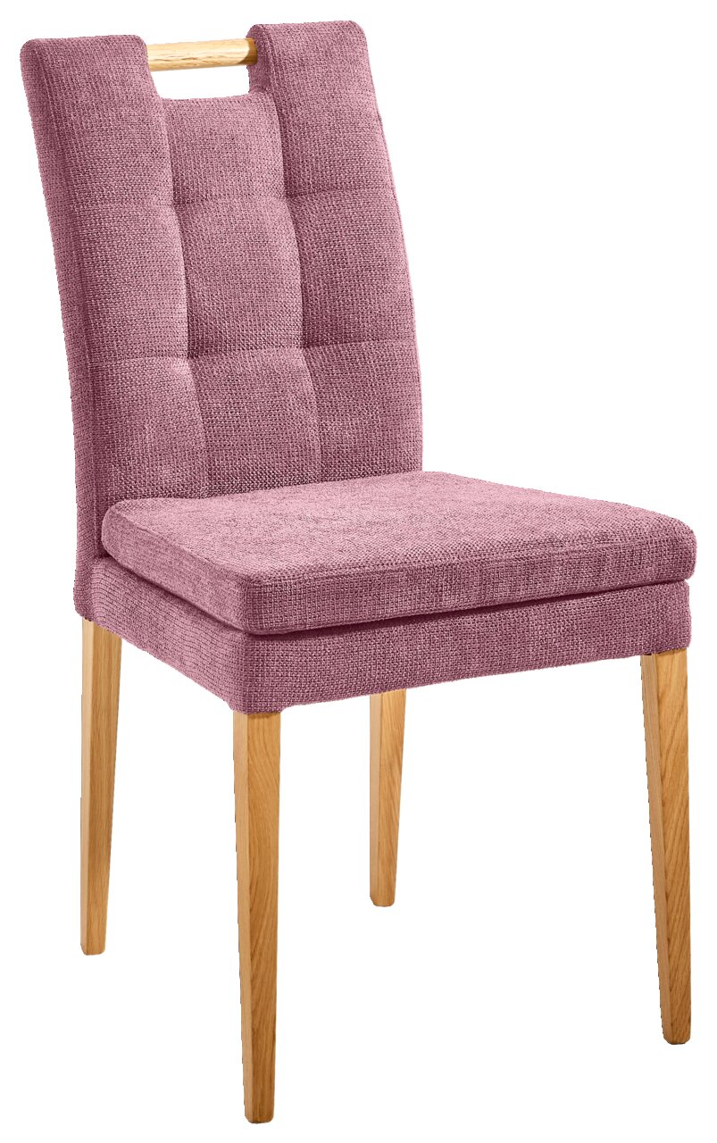 Cantus Stuhl BARCELONA Violetter Stuhl mit gepolsterter Rückenlehne und Sitzfläche, Holzbeine, seitliche Perspektive