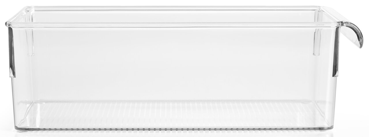 Transparente Kunststoffbox, rechteckig, seitliche Perspektive