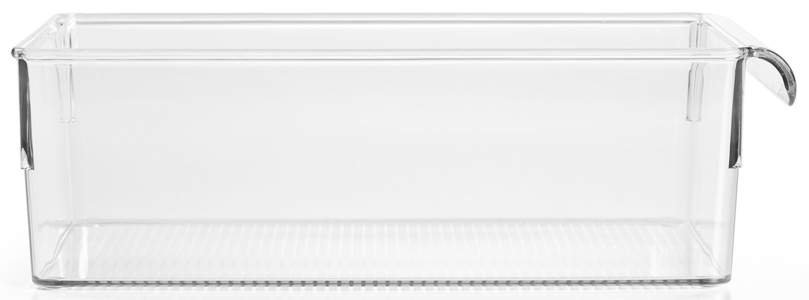 Transparente Kunststoffbox, rechteckig, seitliche Perspektive