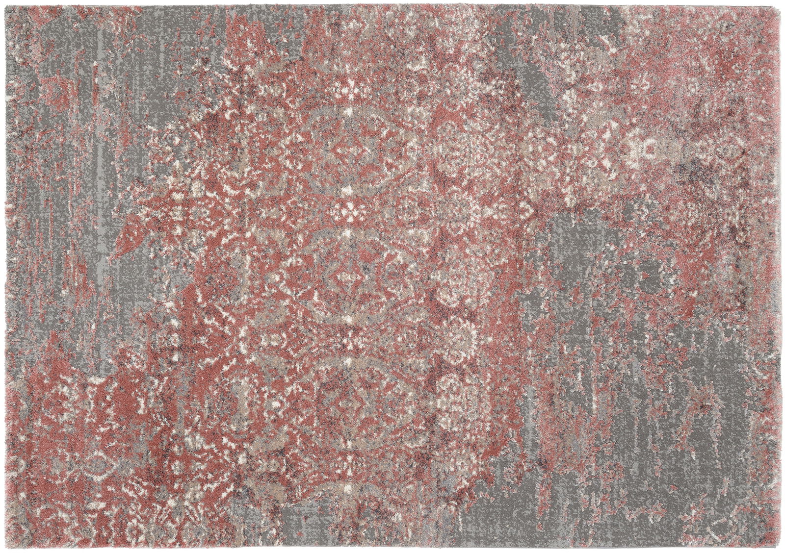 OCI Designer Teppich JUWEL Designer Teppich mit abstraktem Muster in Rot- und Grautönen, Draufsicht