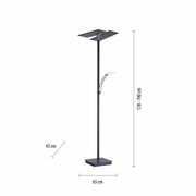 LED-Stehleuchte in schwarzem Design mit verstellbarer Höhe von 178 bis 190 cm, Seitenansicht