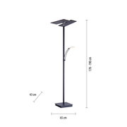 LED-Stehleuchte in schwarzem Design mit verstellbarer Höhe von 178 bis 190 cm, Seitenansicht