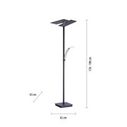 LED-Stehleuchte in schwarzem Design mit verstellbarer Höhe von 178 bis 190 cm, Seitenansicht