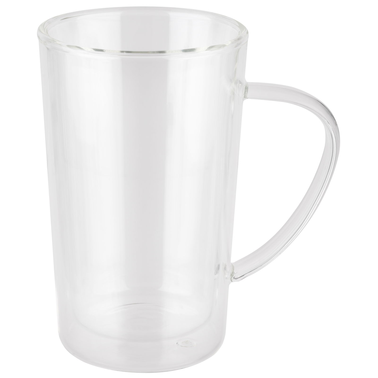 Transparentes Teeglas mit Henkel, seitliche Perspektive