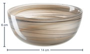 Schale ALABASTRO in Beige und Schwarz, seitliche Perspektive, 14 cm Durchmesser, 6 cm Höhe