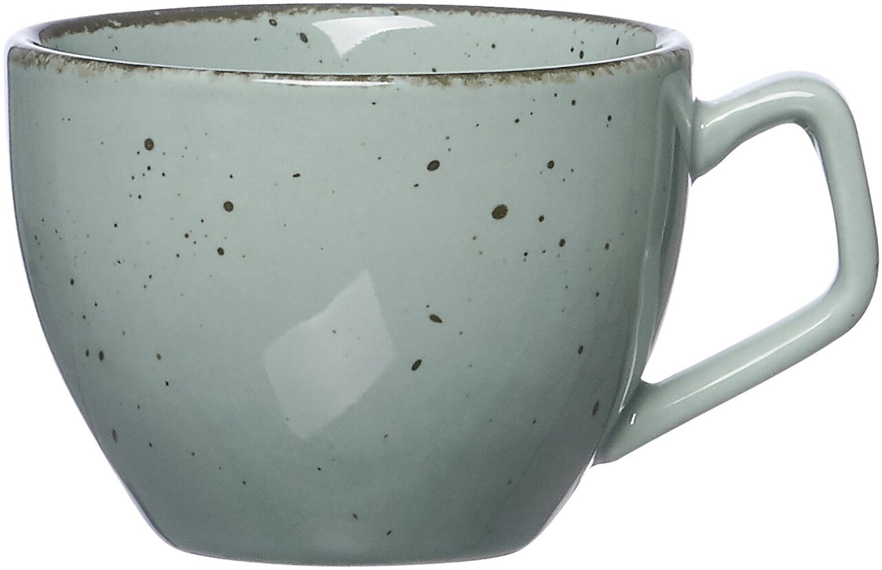 Espressotasse Casa 80ml in Blau mit gesprenkeltem Design, seitliche Perspektive