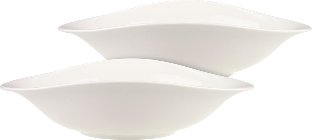 Villeroy & Boch Pastaschale Set 2-tlg.VAPIANO Zwei weiße Pastaschalen im Set, seitliche Perspektive