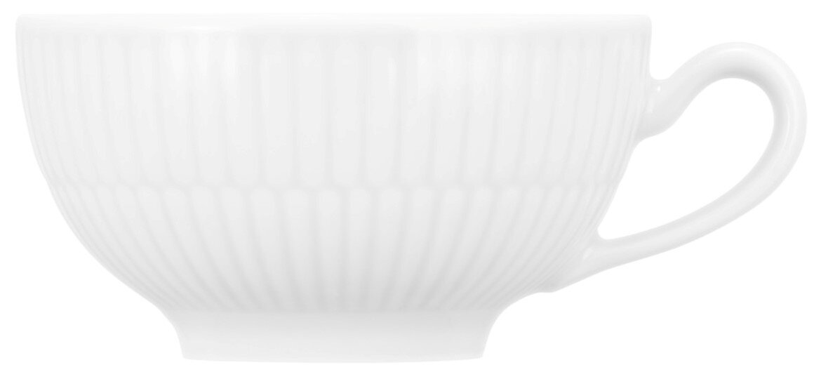 Seltmann Weiden Teetasse AMINA Weiße Teeobertasse mit geriffeltem Design, seitliche Perspektive