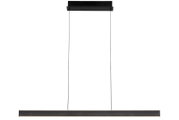 Moderne LED-Hängeleuchte in schwarzem Design, frontal abgebildet.