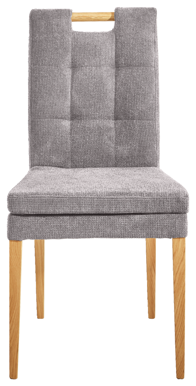 Cantus Stuhl BARCELONA Grauer Stuhl mit gepolsterter Sitzfläche und Rückenlehne, Holzbeine, Frontalansicht