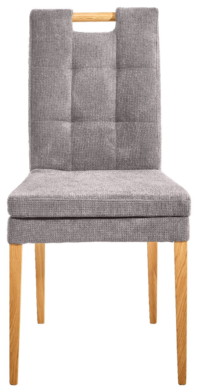 Cantus Stuhl BARCELONA Grauer Stuhl mit gepolsterter Sitzfläche und Rückenlehne, Holzbeine, Frontalansicht