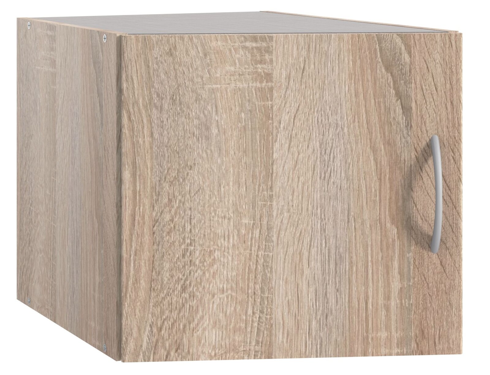 Holzfarbener Aufsatz T54 für Schrägschrank mit Griff, seitliche Perspektive