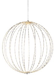 Silberner Lichtball mit Micro-LEDs, hängend in frontaler Perspektive